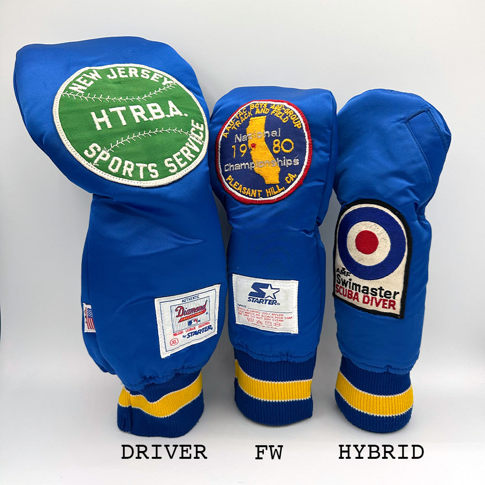 Vintage Custom Head Cover Set  / Driver / 1W / Fairway Wood / FW / Utility / Hybrid / UT / Blue / OGHCP001-Blue Set