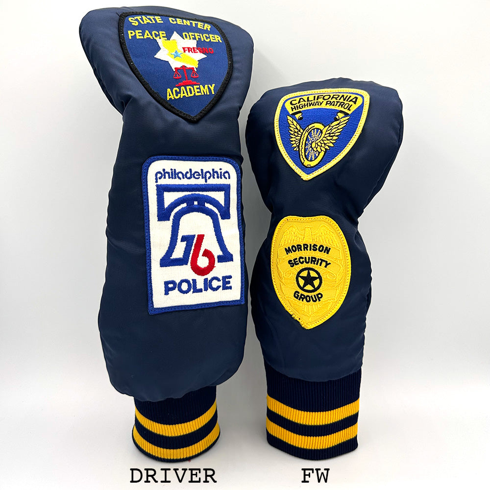 Vintage Custom Head Cover Set  / Driver / 1W / Fairway Wood / FW / Navy x Yellow / OGHCP001-Navy Set