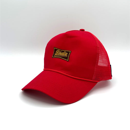 Birdie Cap Red (Five-Panel Mesh-Back Trucker Cap) [HWCM003]